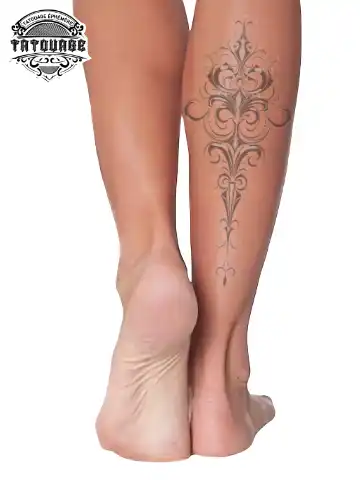 Tatouage éphémère mollet arabesque
