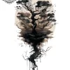 tatouage ephemere mollet arbre Tatouage éphémère mollet arbre