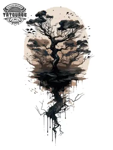 tatouage ephemere mollet arbre Tatouage éphémère mollet arbre