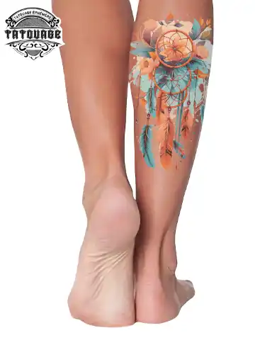 tatouage ephemere mollet attrape reve photo Tatouage éphémère mollet attrape rêve