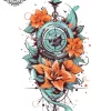 Tatouage éphémère mollet boussole