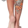 Tatouage éphémère mollet boussole