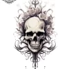 Tatouage éphémère mollet crâne