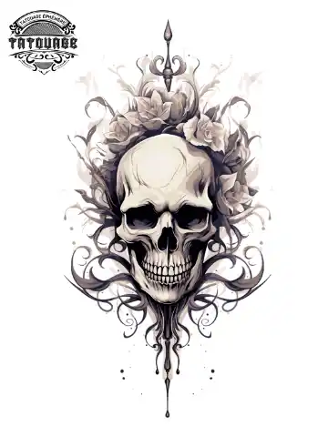Tatouage éphémère mollet crâne