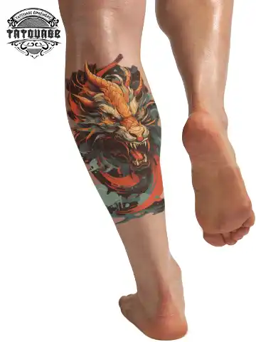 tatouage ephemere mollet dragon photo Tatouage éphémère mollet dragon