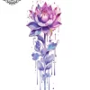 Tatouage éphémère mollet femme fleur de lotus
