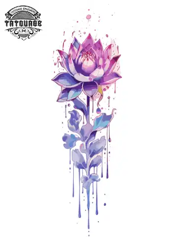 Tatouage éphémère mollet femme fleur de lotus