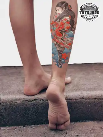 Tatouage éphémère mollet femme