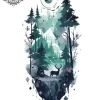tatouage ephemere mollet foret Tatouage éphémère mollet forêt