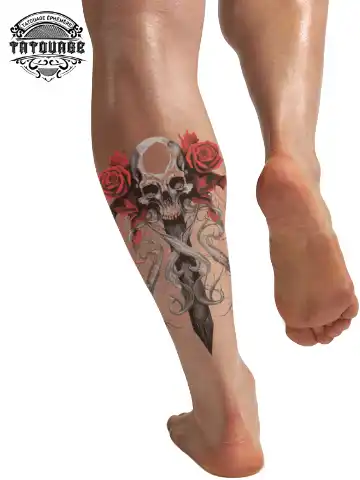 Tatouage éphémère mollet homme