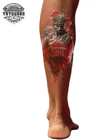 tatouage ephemere mollet italien photo Tatouage éphémère mollet italien