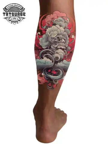 tatouage ephemere mollet japonais photo Tatouage éphémère mollet japonais