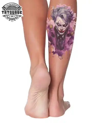 tatouage ephemere mollet joker photo Tatouage éphémère mollet joker