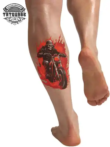 tatouage ephemere mollet moto photo Tatouage éphémère mollet moto