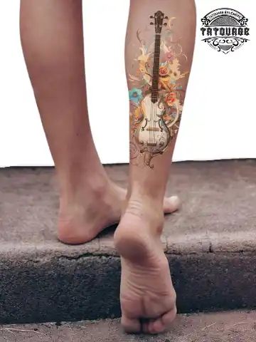tatouage ephemere mollet musique photo Tatouage éphémère mollet musique