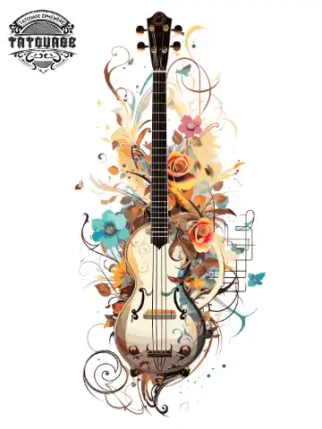 Tatouage éphémère mollet musique