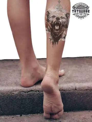 tatouage ephemere mollet ours photo Tatouage éphémère mollet ours