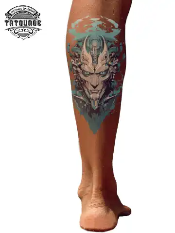 Tatouage éphémère mollet robot