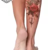 Tatouage éphémère mollet rose des vents