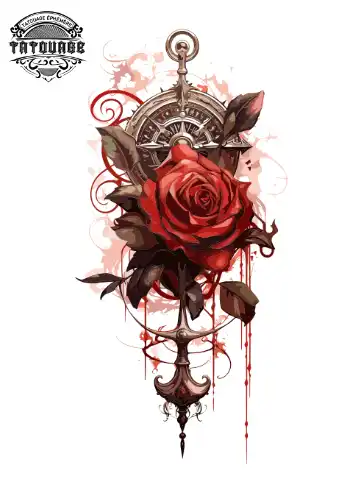 Tatouage éphémère mollet rose des vents