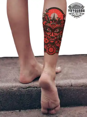 tatouage ephemere mollet tahitien photo Tatouage éphémère mollet tahitien