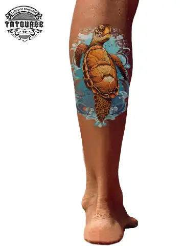 tatouage ephemere mollet tortue photo Tatouage éphémère mollet tortue