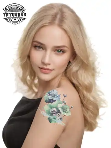 tatouage ephemere nenuphar epaule photo Tatouage éphémère nénuphar épaule