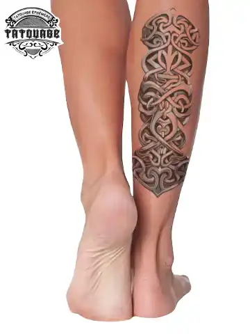 tatouage ephemere nordique mollet photo Tatouage éphémère nordique mollet