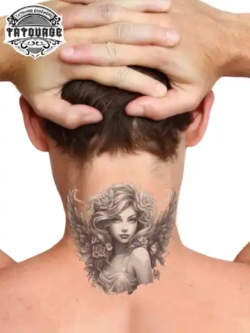 Tatouage éphémère nuque ange