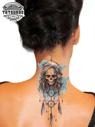 Tatouage éphémère nuque attrape rêve