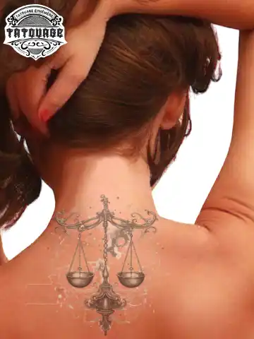 tatouage ephemere nuque balance photo Tatouage éphémère nuque balance