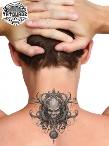 tatouage ephemere nuque boussole photo Tatouage éphémère nuque boussole
