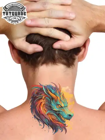 Tatouage éphémère nuque dragon