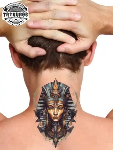 Tatouage éphémère nuque égyptien