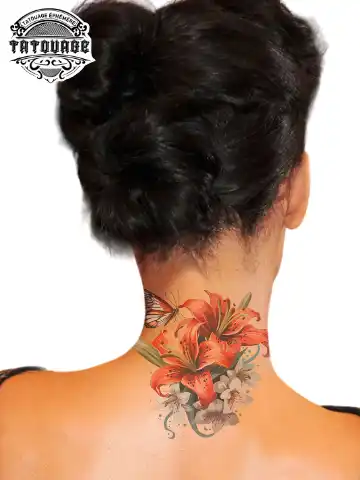 tatouage ephemere nuque fleur photo Tatouage éphémère nuque fleur