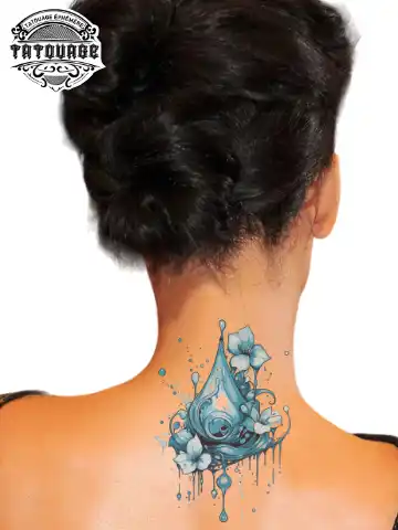 Tatouage éphémère nuque goutte d’eau