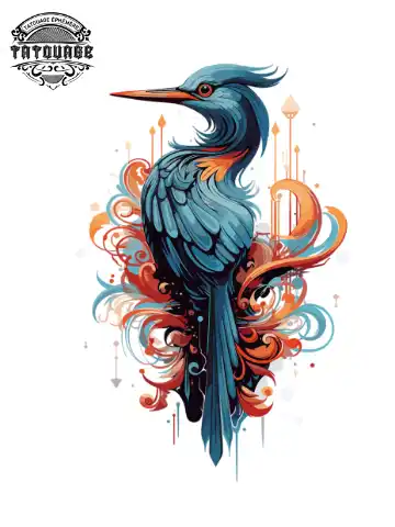 Tatouage éphémère nuque hirondelle