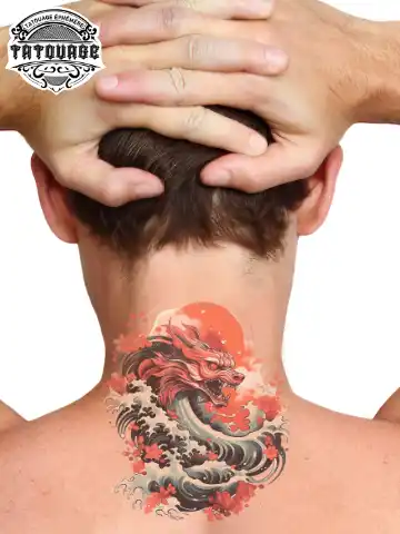 tatouage ephemere nuque japonais photo Tatouage éphémère nuque japonais