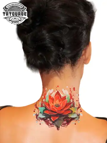 Tatouage éphémère nuque lotus
