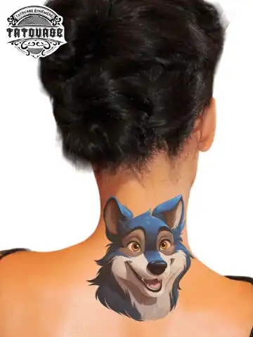 Tatouage éphémère nuque loup