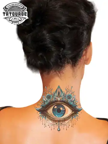 tatouage ephemere nuque oeil photo Tatouage éphémère nuque œil
