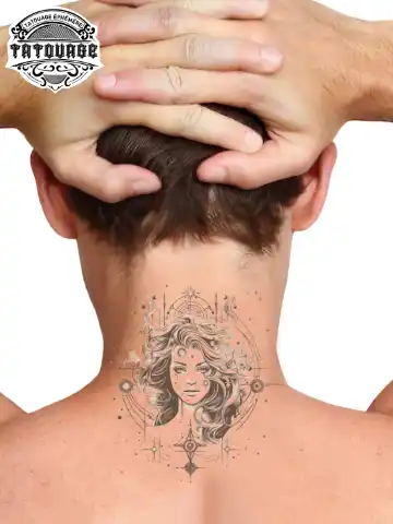 Tatouage éphémère nuque sagittaire