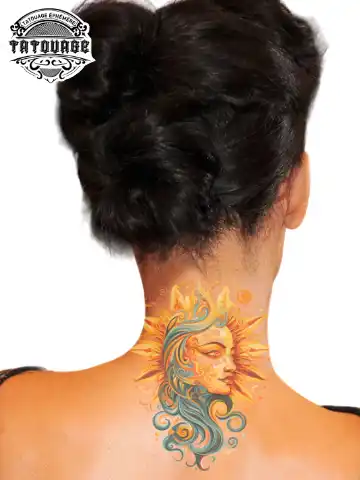 tatouage ephemere nuque soleil photo Tatouage éphémère nuque soleil