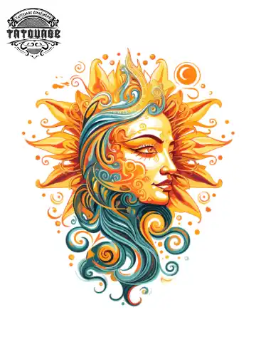 Tatouage éphémère nuque soleil