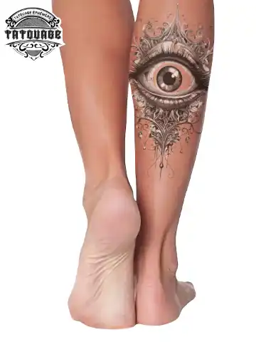 tatouage ephemere oeil mollet photo Tatouage éphémère œil mollet