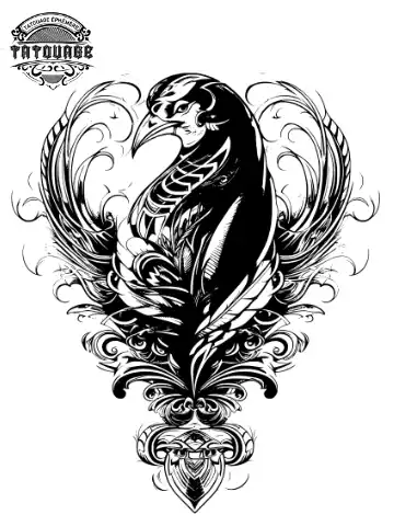 Tatouage éphémère oiseau cou homme
