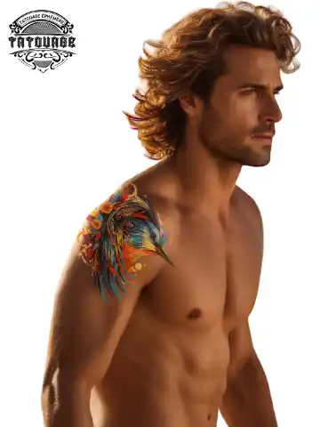 tatouage ephemere oiseau epaule homme photo Tatouage éphémère oiseau épaule homme