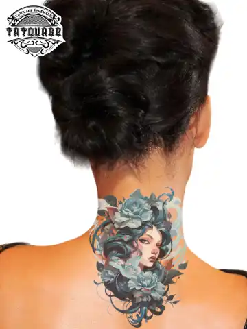 tatouage ephemere ornemental nuque photo Tatouage éphémère ornemental nuque
