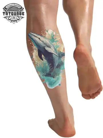 tatouage ephemere orque mollet photo Tatouage éphémère orque mollet