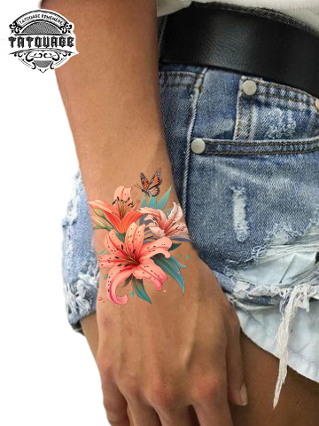 Tatouage éphémère poignet bracelet fleur